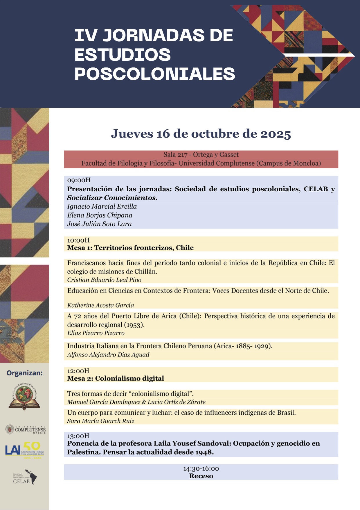 IV Jornadas de Estudios Poscoloniales / CELAB
