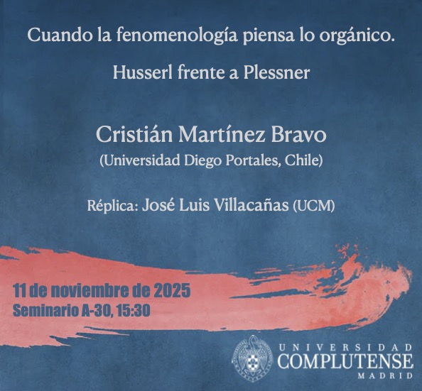 MEAF Ciclo de conferencias: "Cuando la fenomenología piensa lo orgánico. Husserl frente a Plessner", Cristián Martínez Bravo 