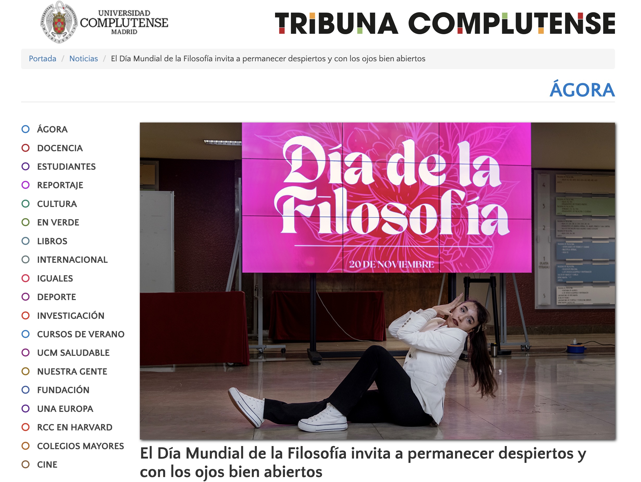 El Día Mundial de la Filosofía invita a permanecer despiertos y con los ojos bien abiertos