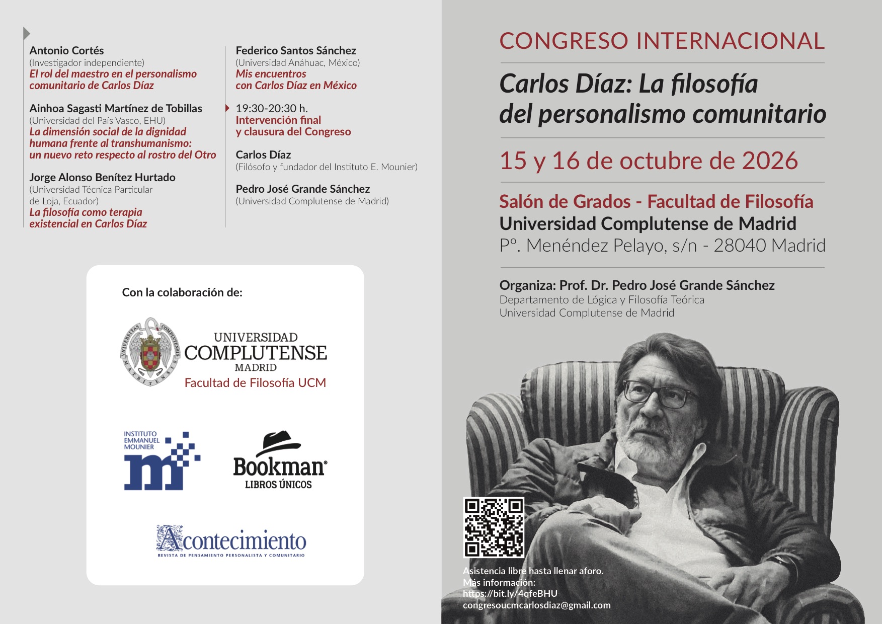 Congreso Internacional Carlos Díaz: La filosofía del personalismo comunitario